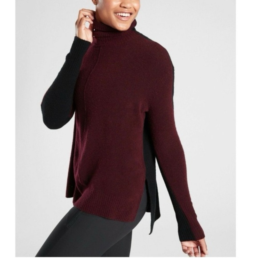 Athleta Transit Colorblock Merino Turtleneck Sweater